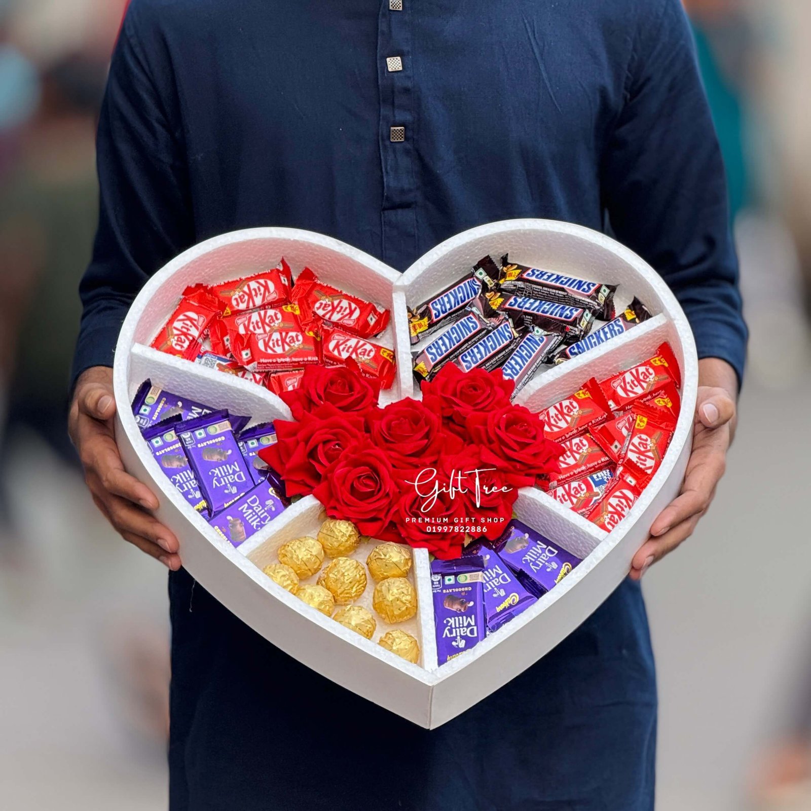 Heart Chocolate & Flower Box Small